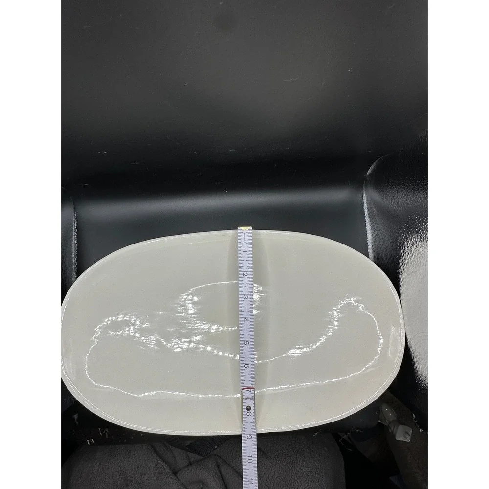 Handcrafted Cream White Ceramic Oval Serving Platter Stoneware 15in set is 2